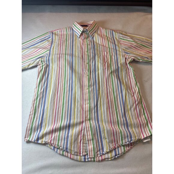 Lands End Mens Multicolor Striped Button-Down Shirt Size 16 1/2 36-37 tall - Picture 2 of 11